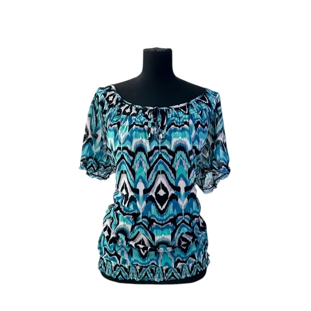 INC International Concepts Women's Short Flutter Sleeve Boho Peasant Blouse 2X